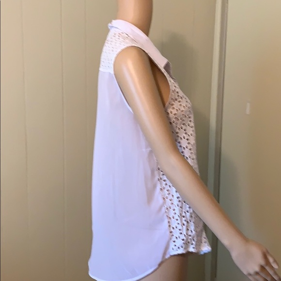 Liz Claiborne cotton cutout/chiffon blouse - Picture 2 of 6
